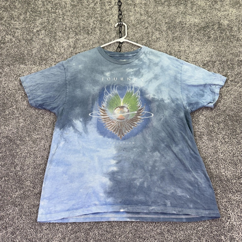 Journey Shirt Womens XL Blue Evolution Graphic Tie Dye Band Rock Music Casual